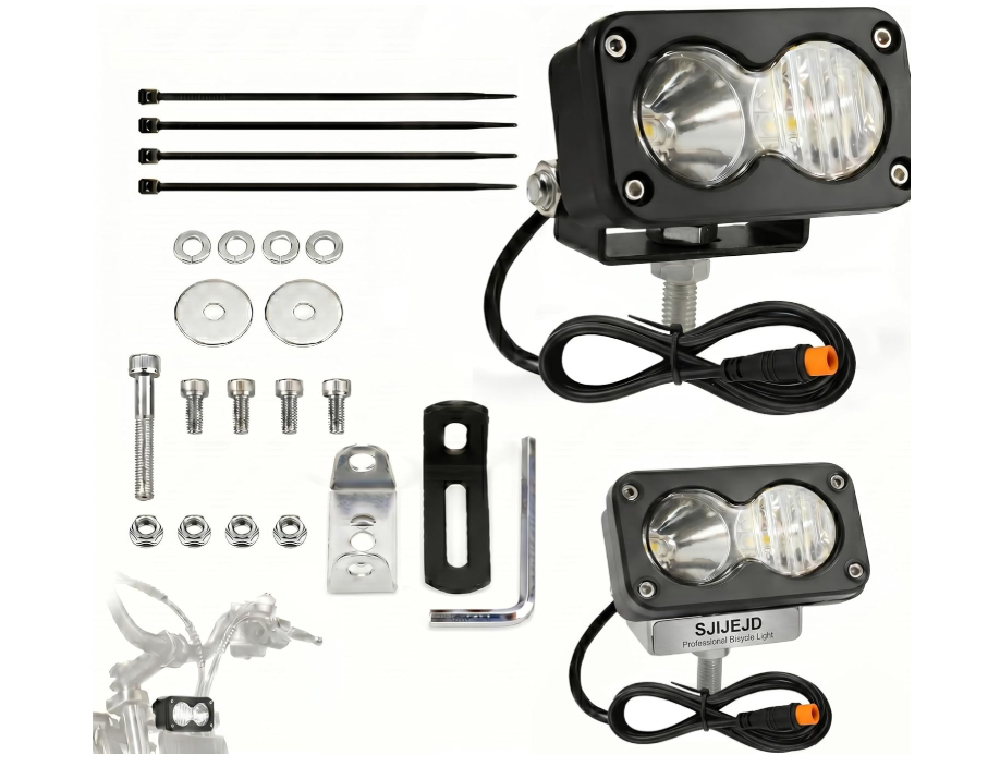 Baja Style Light Ebike Headlight for Ridstar Q20 3 Pin Ebike,Waterproof Front 20W 6500K Super Bright LED Plug and Play Headlight for Ridstar Q20 12V-60V White