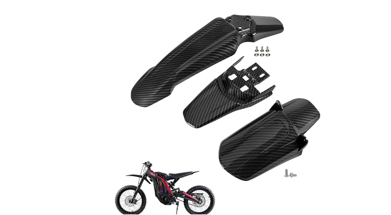 JXMOTO Surron Front-Rear Shock-Rear Fender Set Imitation Carbon Fiber Motorcycle Electric Dirt Bike Off-Road Shock Absorber Mudguard Fender Mud Guard for Light Bee Sur Ron S/X Segway X160 / X260