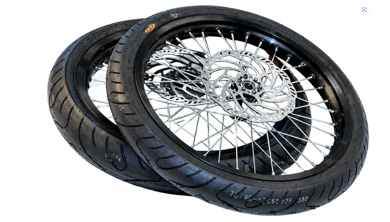 17” CST Light Bee X Supermoto Wheel Kit – Front & Rear Rims with CST Street Tires, Tubes, 203mm Disc Brakes, 42T Sprocket & 420 Chain for Surron Light Bee X
