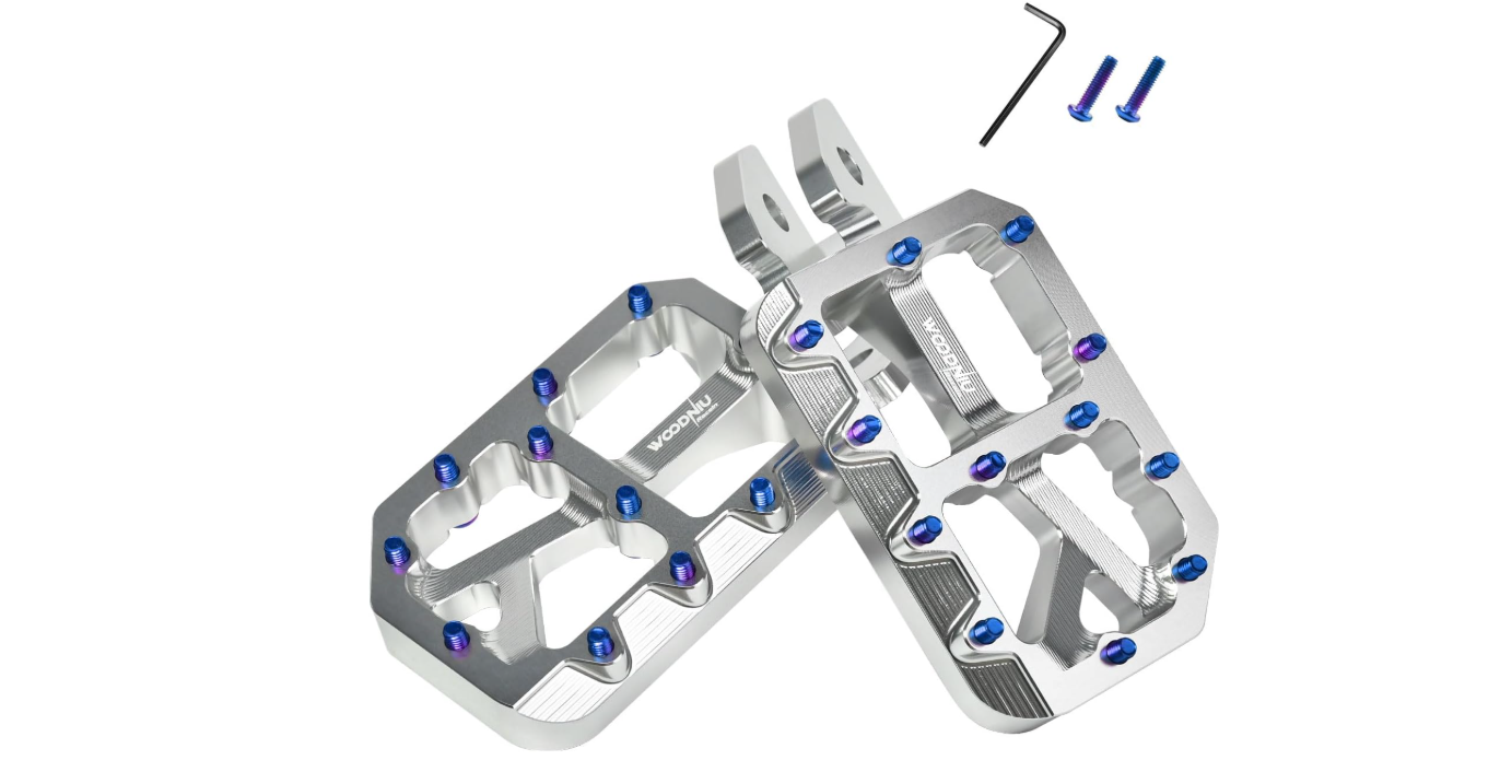 Dirt Bike Foot Pegs for Ebike Surron Light Bee X S, Color Prickly Peg,Motorcycle Aluminum Alloy Pedal for Segway X160 X260/Talaria X3 X4/E Ride PRO SS,Silver Body Blue Brilliant Spikes