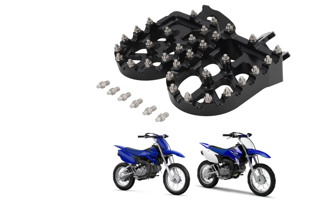 AnXin Dirt Bike Foot Pegs Motorcycle Footpegs Foot Pedals Rests CNC for TTR 110 TTR110 TTR 110E TTR110E 2011-2023 Pit Bike Black