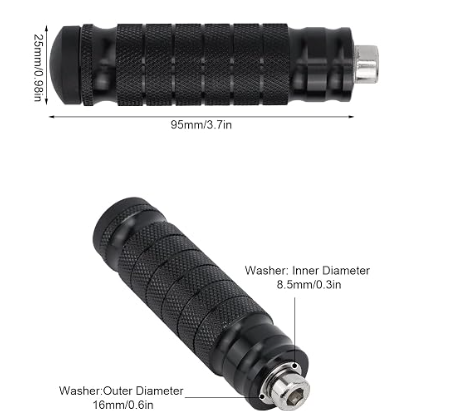 2pcs Electric Dirt Bike Foot Pegs, Cylindrical Design Motorcycle Pedals with Anti-Slip Wave Pattern Parts for Ebike Dirt Bikes Scooter Road Bicycle Kart (Black)
